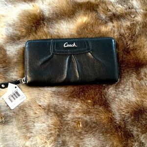 Coach Zip Wallet- Black Leather